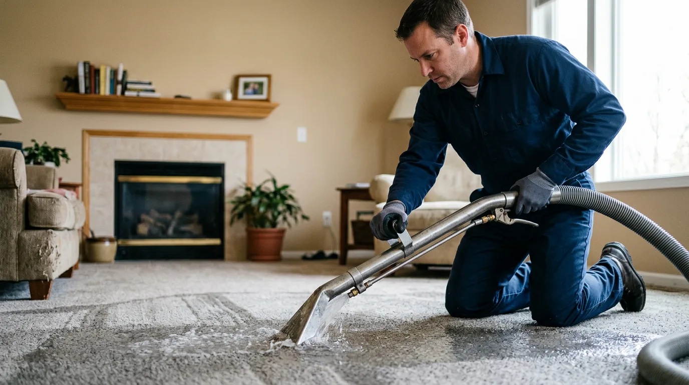 Water damage restoration technician working near Toyah, TX